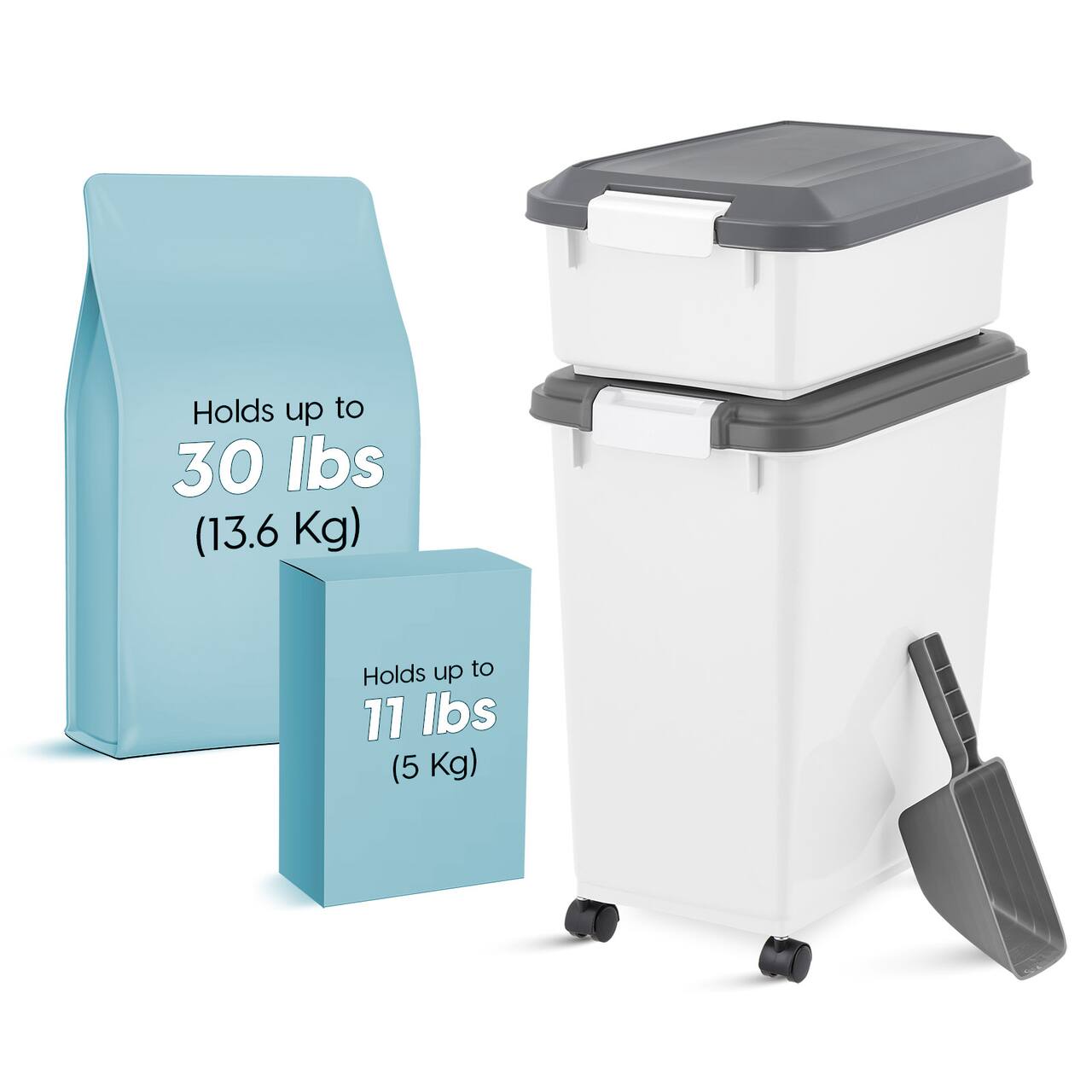 Iris® 41 lbs. Airtight Pet Food Container with Scoop, Gray